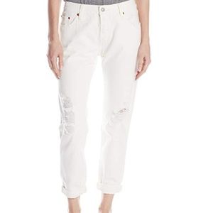 LEVI 501 Distressed White Jeans